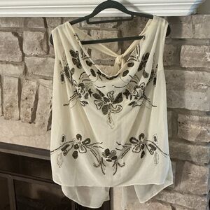 Floral Embroidered sleeveless Halter Top open back by Gudi